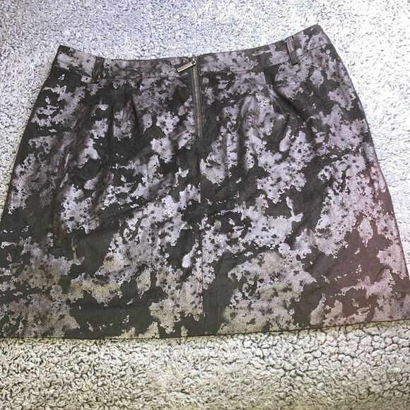 NWT VIVIENNE TAM 10 A-Line Urban Jungle Burnout Faux Suede Metallic Gray Skirt - Picture 10 of 12